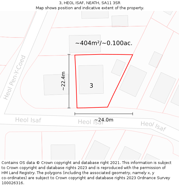 3, HEOL ISAF, NEATH, SA11 3SR: Plot and title map