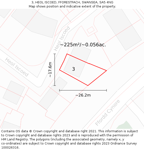 3, HEOL ISCOED, FFORESTFACH, SWANSEA, SA5 4NG: Plot and title map