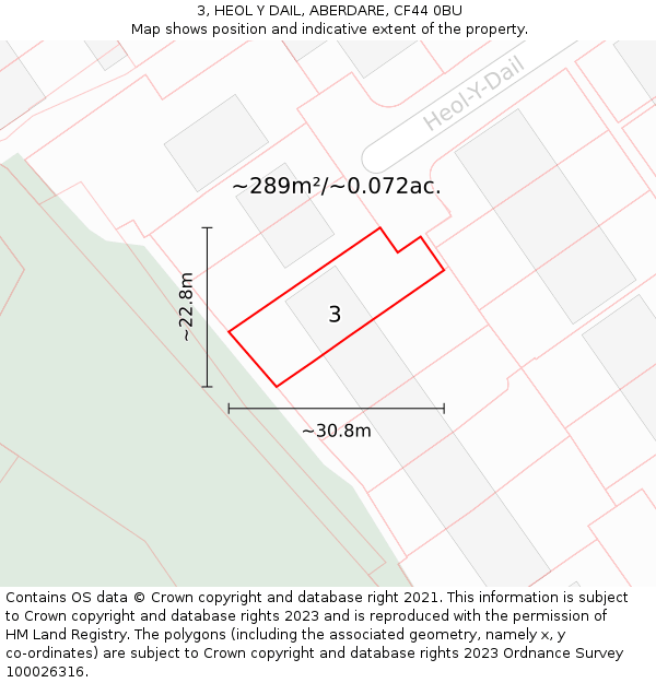 3, HEOL Y DAIL, ABERDARE, CF44 0BU: Plot and title map