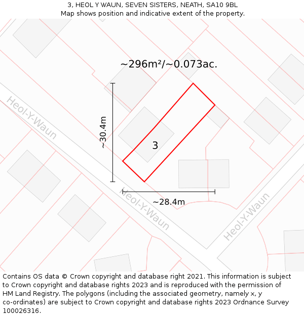 3, HEOL Y WAUN, SEVEN SISTERS, NEATH, SA10 9BL: Plot and title map