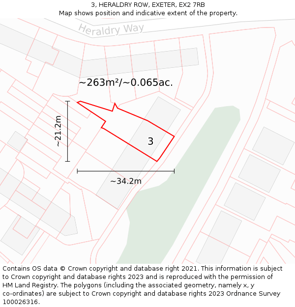 3, HERALDRY ROW, EXETER, EX2 7RB: Plot and title map