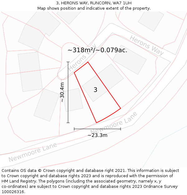 3, HERONS WAY, RUNCORN, WA7 1UH: Plot and title map