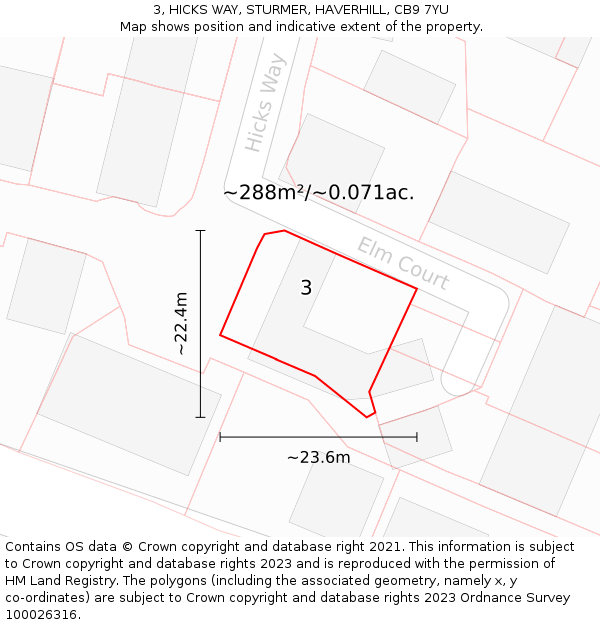 3, HICKS WAY, STURMER, HAVERHILL, CB9 7YU: Plot and title map