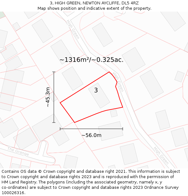 3, HIGH GREEN, NEWTON AYCLIFFE, DL5 4RZ: Plot and title map