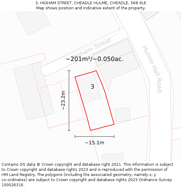3, HIGHAM STREET, CHEADLE HULME, CHEADLE, SK8 6LE: Plot and title map