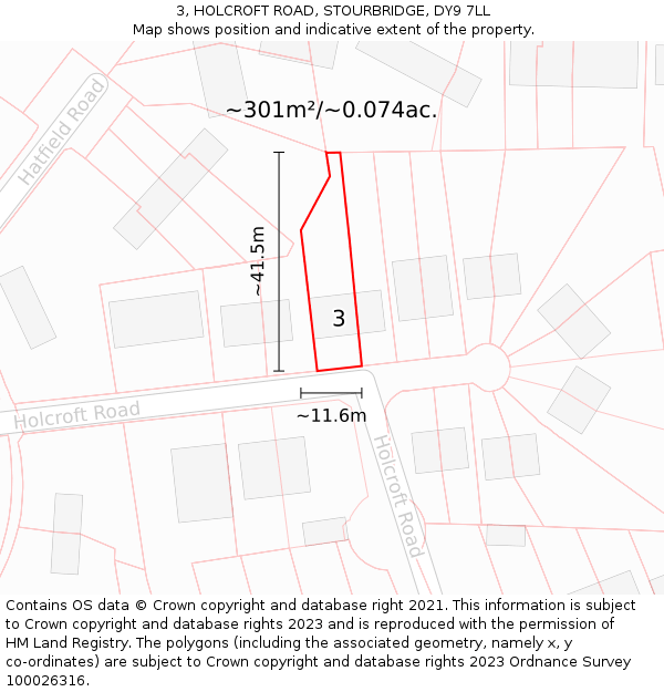 3, HOLCROFT ROAD, STOURBRIDGE, DY9 7LL: Plot and title map