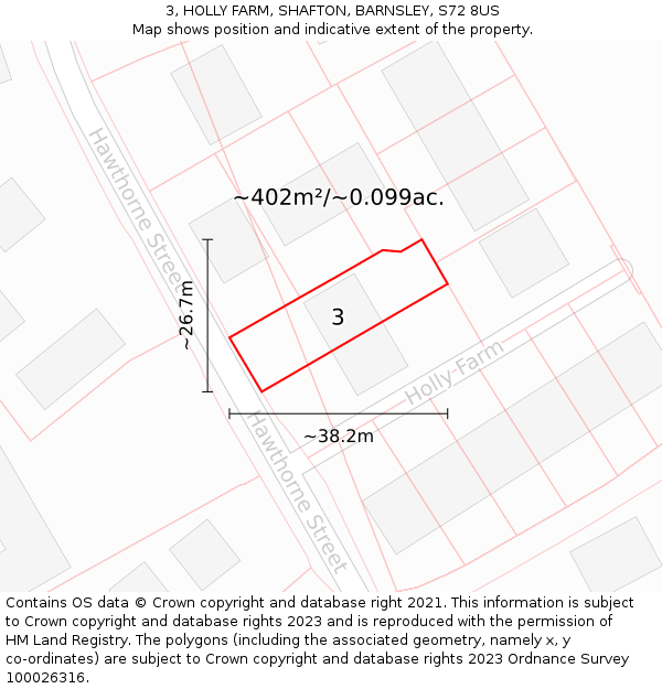 3, HOLLY FARM, SHAFTON, BARNSLEY, S72 8US: Plot and title map