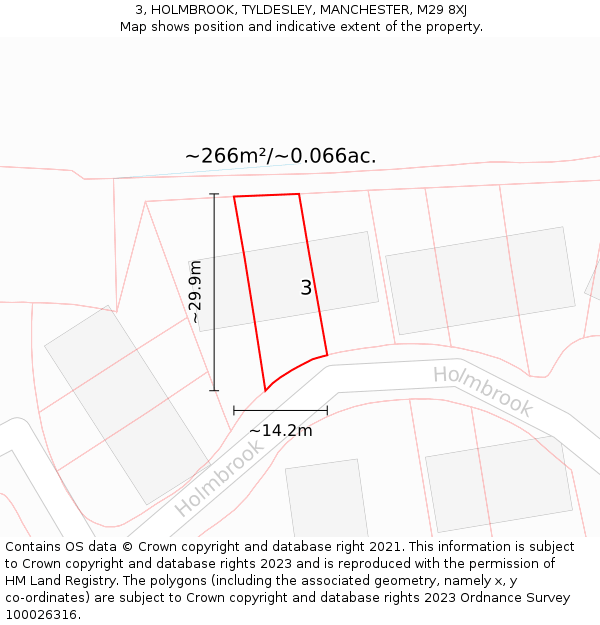 3, HOLMBROOK, TYLDESLEY, MANCHESTER, M29 8XJ: Plot and title map