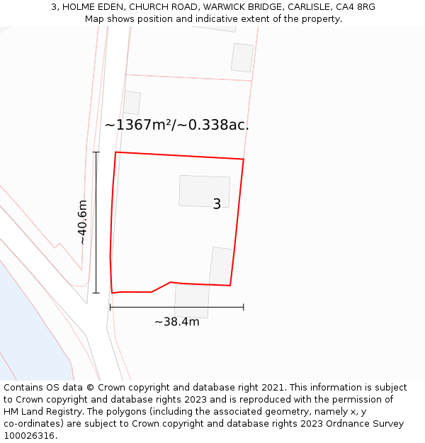 3, HOLME EDEN, CHURCH ROAD, WARWICK BRIDGE, CARLISLE, CA4 8RG: Plot and title map