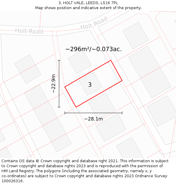 3, HOLT VALE, LEEDS, LS16 7PL: Plot and title map