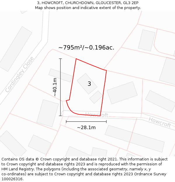 3, HOWCROFT, CHURCHDOWN, GLOUCESTER, GL3 2EP: Plot and title map