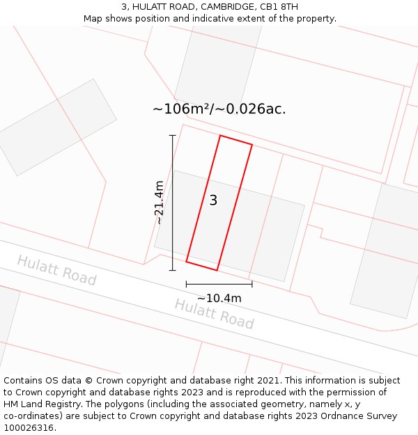 3, HULATT ROAD, CAMBRIDGE, CB1 8TH: Plot and title map