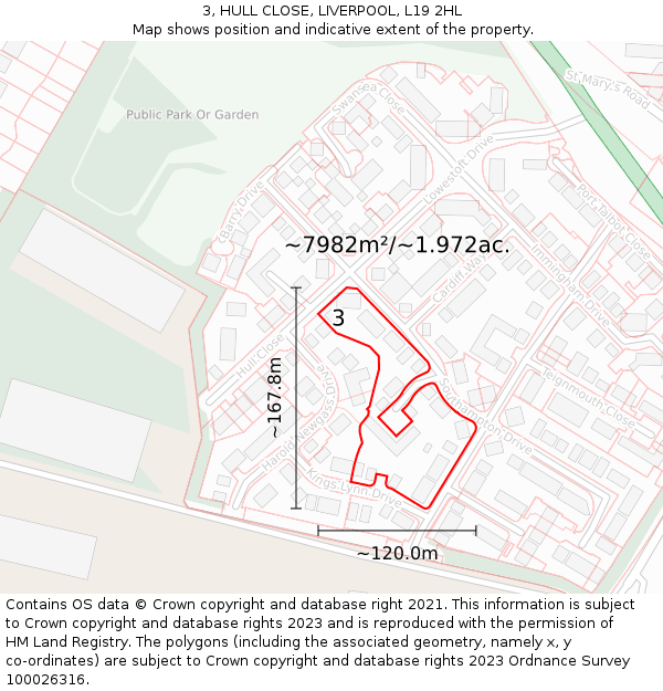 3, HULL CLOSE, LIVERPOOL, L19 2HL: Plot and title map