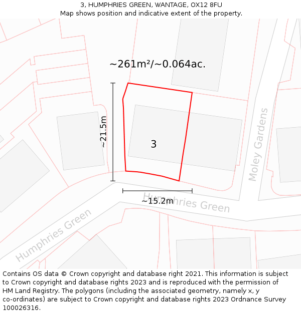3, HUMPHRIES GREEN, WANTAGE, OX12 8FU: Plot and title map