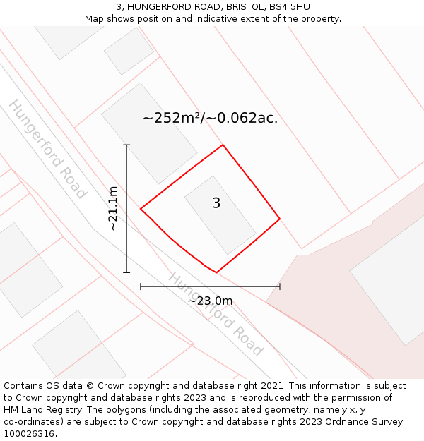 3, HUNGERFORD ROAD, BRISTOL, BS4 5HU: Plot and title map