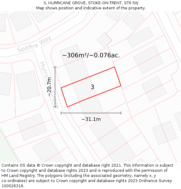 3, HURRICANE GROVE, STOKE-ON-TRENT, ST6 5XJ: Plot and title map