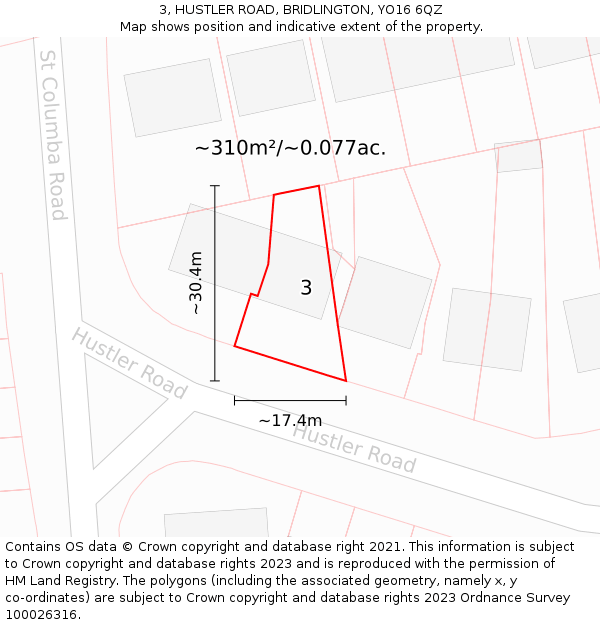 3, HUSTLER ROAD, BRIDLINGTON, YO16 6QZ: Plot and title map