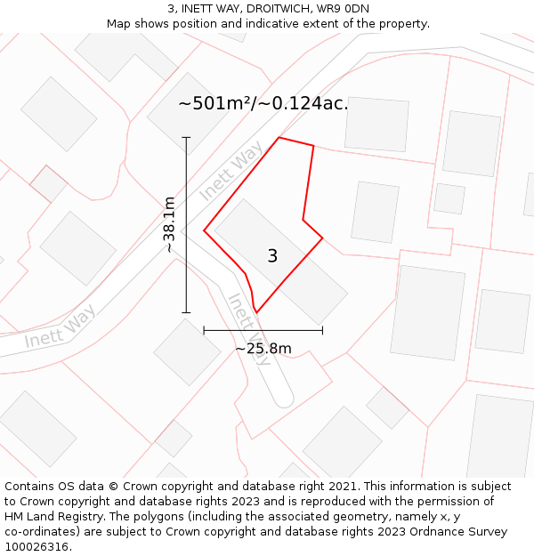 3, INETT WAY, DROITWICH, WR9 0DN: Plot and title map