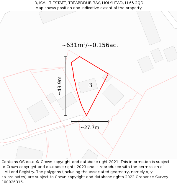 3, ISALLT ESTATE, TREARDDUR BAY, HOLYHEAD, LL65 2QD: Plot and title map