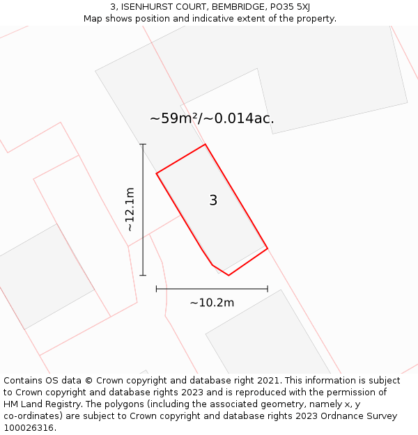 3, ISENHURST COURT, BEMBRIDGE, PO35 5XJ: Plot and title map