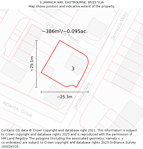 3, JAMAICA WAY, EASTBOURNE, BN23 5UA: Plot and title map