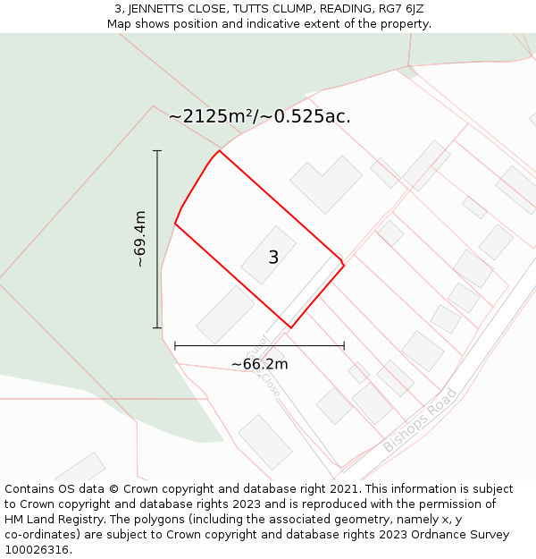 3, JENNETTS CLOSE, TUTTS CLUMP, READING, RG7 6JZ: Plot and title map