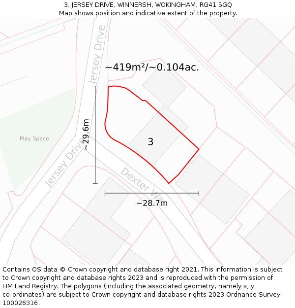 3, JERSEY DRIVE, WINNERSH, WOKINGHAM, RG41 5GQ: Plot and title map