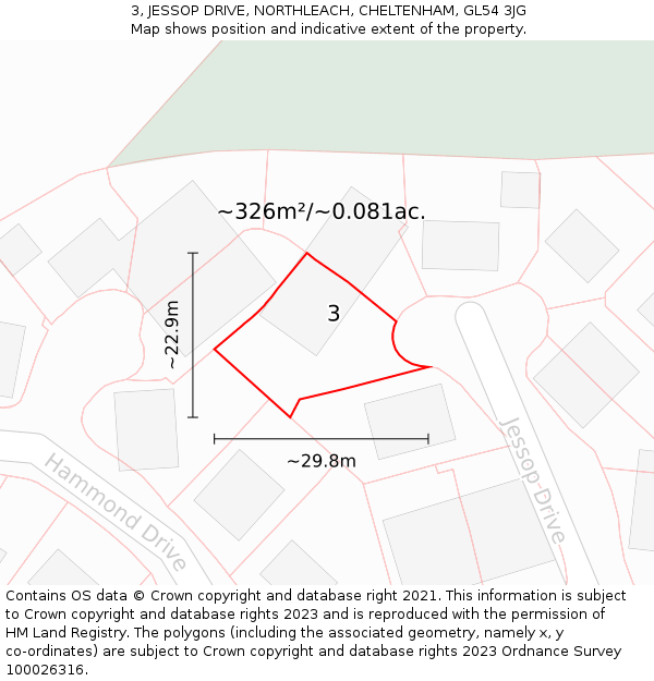 3, JESSOP DRIVE, NORTHLEACH, CHELTENHAM, GL54 3JG: Plot and title map