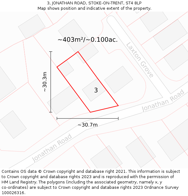 3, JONATHAN ROAD, STOKE-ON-TRENT, ST4 8LP: Plot and title map