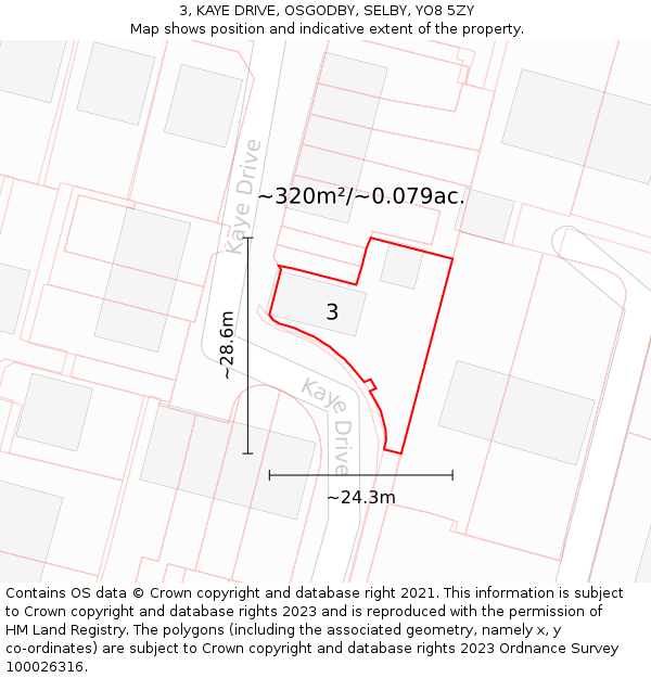 3, KAYE DRIVE, OSGODBY, SELBY, YO8 5ZY: Plot and title map