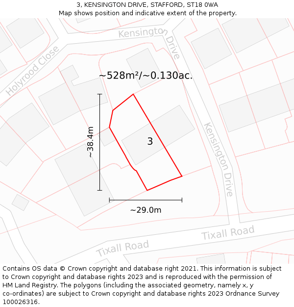 3, KENSINGTON DRIVE, STAFFORD, ST18 0WA: Plot and title map