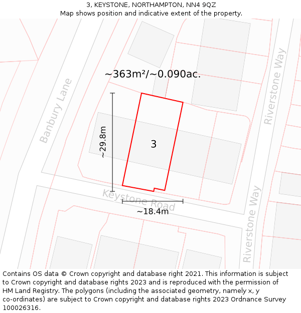 3, KEYSTONE, NORTHAMPTON, NN4 9QZ: Plot and title map