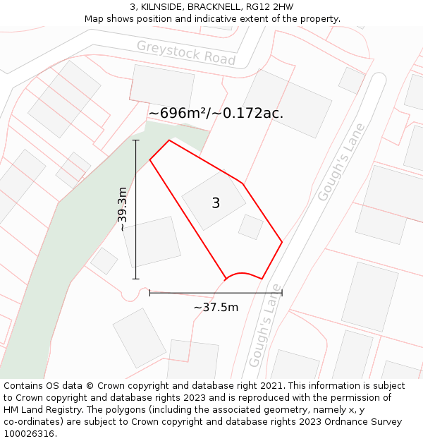 3, KILNSIDE, BRACKNELL, RG12 2HW: Plot and title map