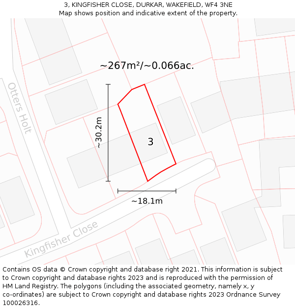 3, KINGFISHER CLOSE, DURKAR, WAKEFIELD, WF4 3NE: Plot and title map