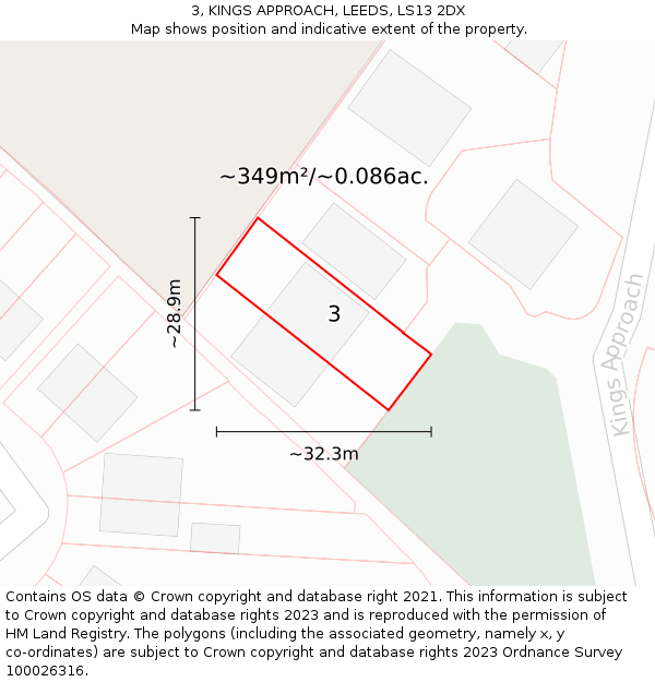 3, KINGS APPROACH, LEEDS, LS13 2DX: Plot and title map