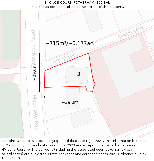 3, KINGS COURT, ROTHERHAM, S60 3AL: Plot and title map