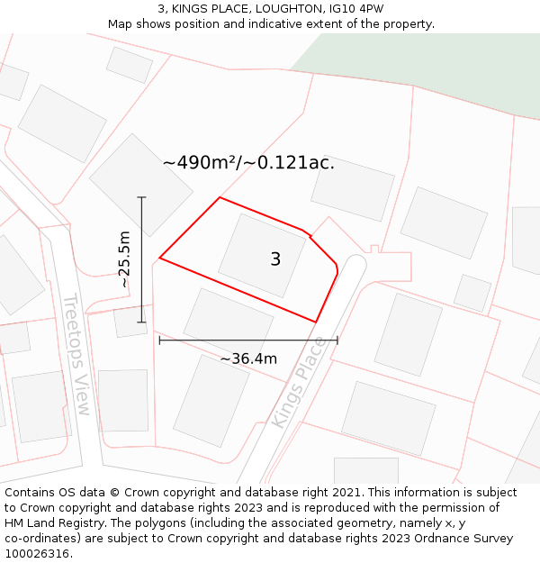 3, KINGS PLACE, LOUGHTON, IG10 4PW: Plot and title map