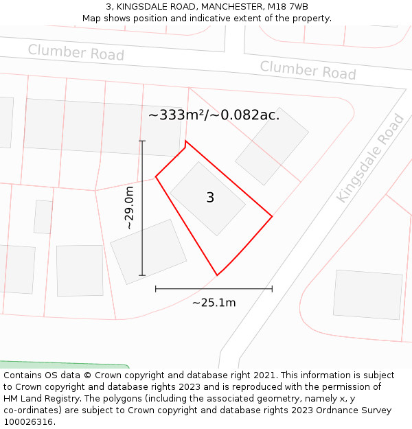 3, KINGSDALE ROAD, MANCHESTER, M18 7WB: Plot and title map