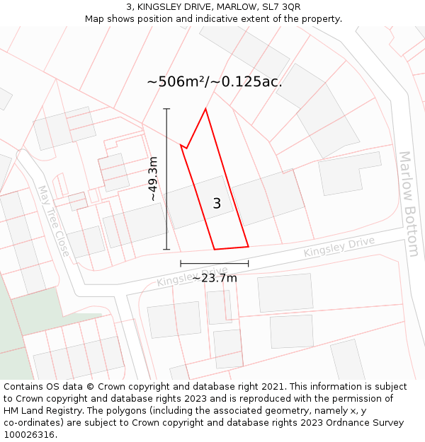 3, KINGSLEY DRIVE, MARLOW, SL7 3QR: Plot and title map