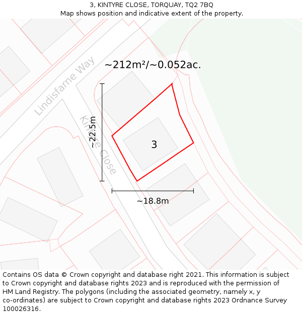 3, KINTYRE CLOSE, TORQUAY, TQ2 7BQ: Plot and title map