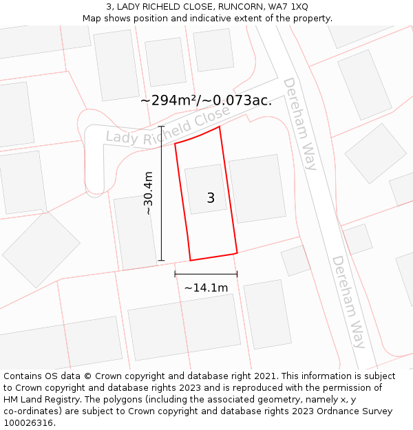 3, LADY RICHELD CLOSE, RUNCORN, WA7 1XQ: Plot and title map