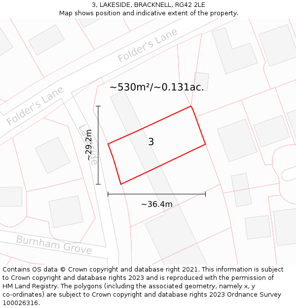 3, LAKESIDE, BRACKNELL, RG42 2LE: Plot and title map