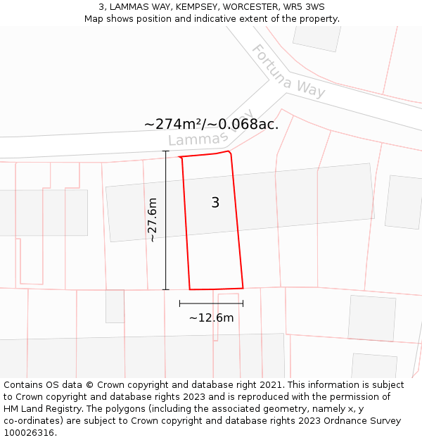 3, LAMMAS WAY, KEMPSEY, WORCESTER, WR5 3WS: Plot and title map