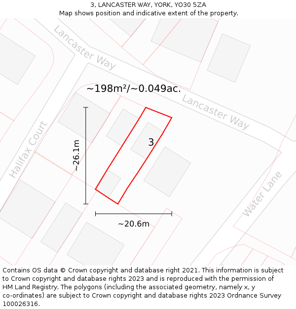 3, LANCASTER WAY, YORK, YO30 5ZA: Plot and title map