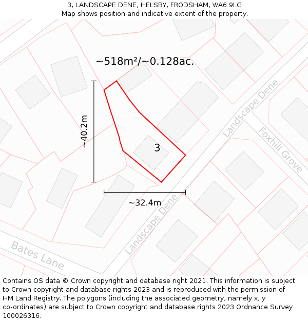 3, LANDSCAPE DENE, HELSBY, FRODSHAM, WA6 9LG: Plot and title map
