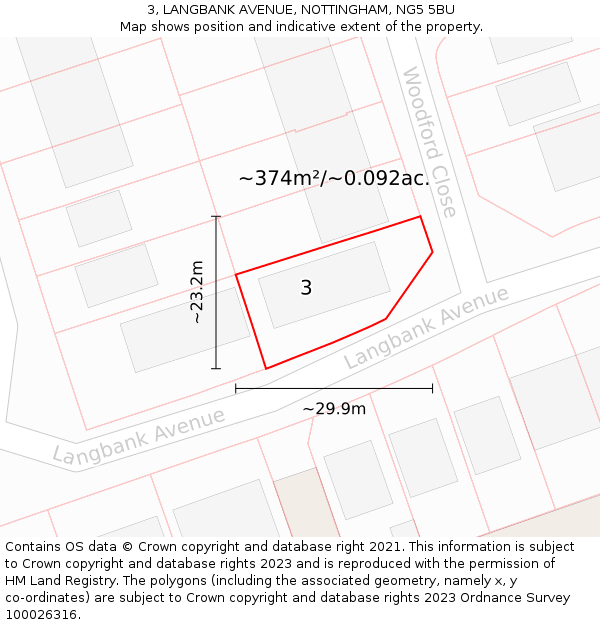 3, LANGBANK AVENUE, NOTTINGHAM, NG5 5BU: Plot and title map