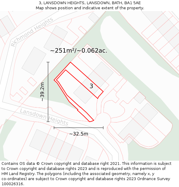 3, LANSDOWN HEIGHTS, LANSDOWN, BATH, BA1 5AE: Plot and title map