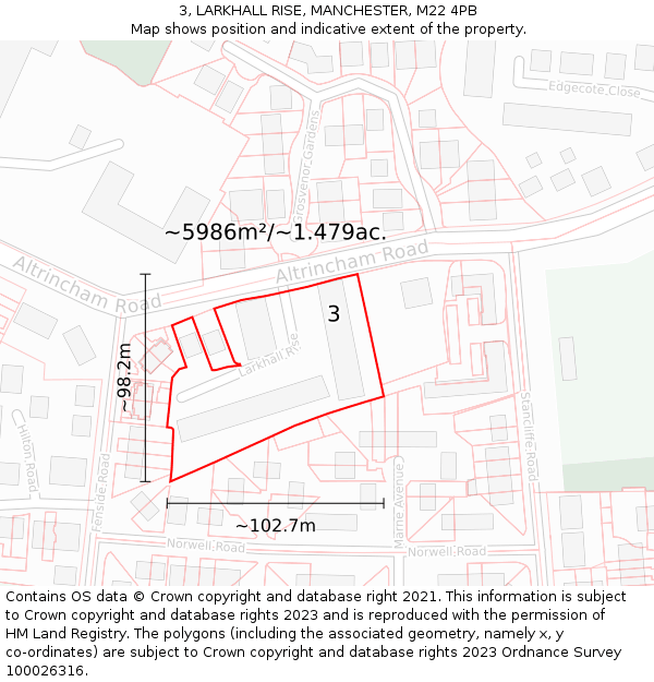 3, LARKHALL RISE, MANCHESTER, M22 4PB: Plot and title map