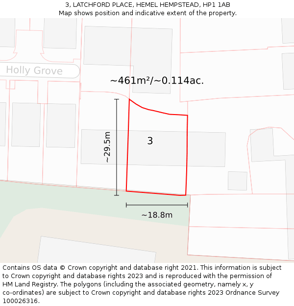 3, LATCHFORD PLACE, HEMEL HEMPSTEAD, HP1 1AB: Plot and title map