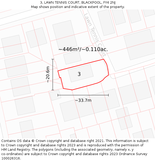 3, LAWN TENNIS COURT, BLACKPOOL, FY4 2NJ: Plot and title map